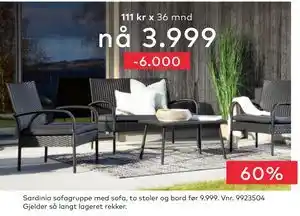 Skeidar Sardinia sofagruppe tilbud