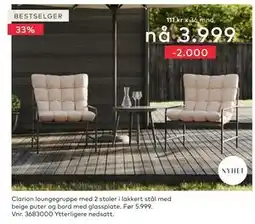 Skeidar Clarion loungegruppe tilbud