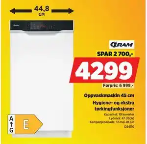 POWER Oppvaskmaskin 45 cm tilbud