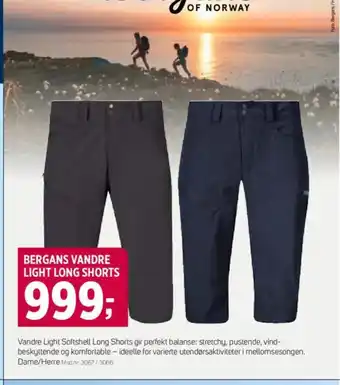 Sport 1 BERGANS VANDRE LIGHT LONG SHORTS tilbud