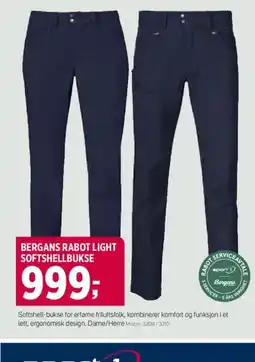 Sport 1 BERGANS RABOT LIGHT SOFTSHELLBUKSE tilbud