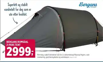 Sport 1 BERGANS TELT GJENDEBU 3-PERS tilbud