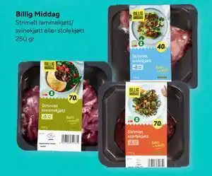 Bunnpris Strimelt lammekjøtt/ svinekjøtt eller stofekjøtt 250 gr tilbud