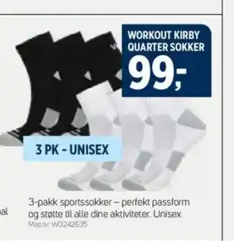 Sport 1 WORKOUT KIRBY QUARTER SOKKER tilbud