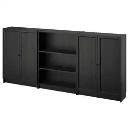 IKEA Billy / oxberg Bokhyllekomo med dører, svart eikemønstret, 240x30x106 cm tilbud