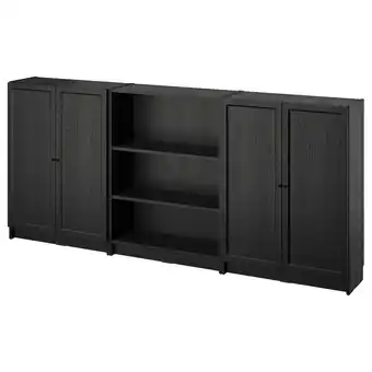 IKEA Billy / oxberg Bokhyllekomo med dører, svart eikemønstret, 240x30x106 cm tilbud