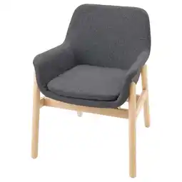 IKEA Vedbo Stol med armlener, bjørk/gunnared mellomgrå tilbud