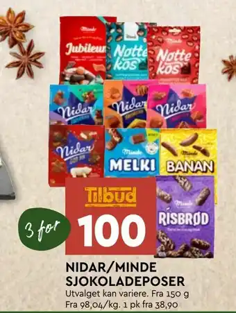 Coop Mega Nidar /minde sjokoladeposer tilbud