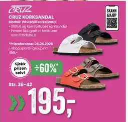 Sport Outlet CRUZ KORKSANDAL tilbud