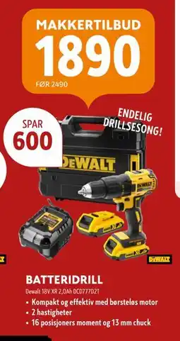 Byggmakker Batteridrill tilbud