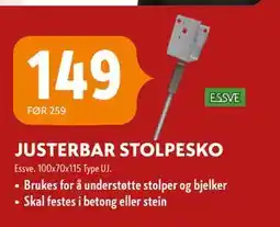 Byggmakker JUSTERBAR STOLPESKO tilbud