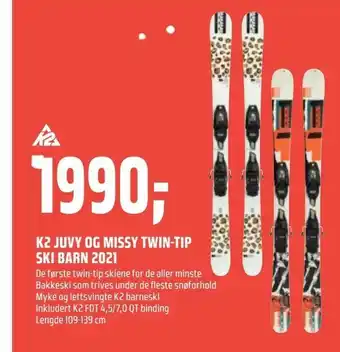 Coop Obs K2 juvy og missy twin-tip ski barn 2021 tilbud
