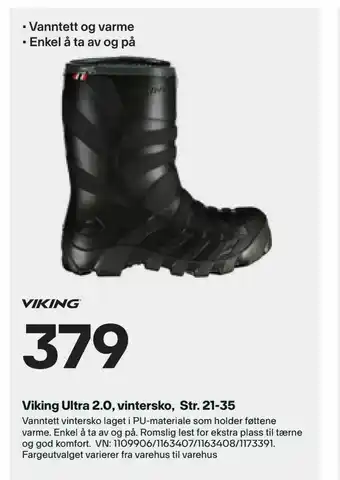 XXL Sport Viking Ultra 2,0, vintersko, Str. 21-35 tilbud