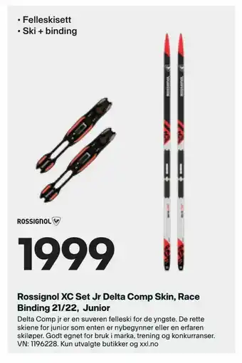 XXL Sport Rossignol XC Set Jr Delta Comp Skin, Race Binding 21/22, Junior tilbud