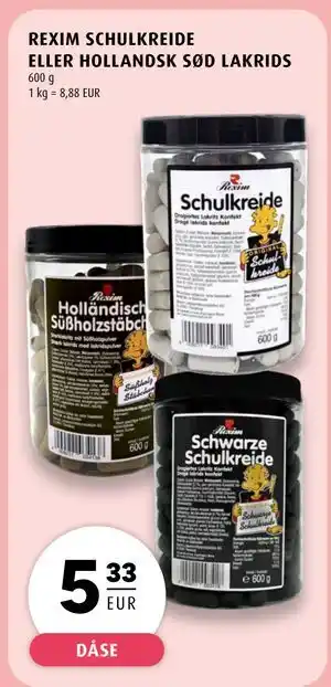 Scandinavian Park REXIM SCHULKREIDE ELLER HOLLANDSK SØD LAKRIDS tilbud