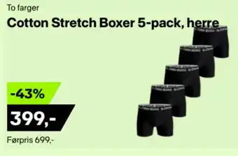 XXL Sport To farger Cotton Stretch Boxer 5-pack, herre tilbud
