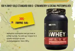 XXL Sport 100% WHEY GOLD STANDARD 908 G - STRAWBERRY & CREAM, PROTEINPULVER tilbud