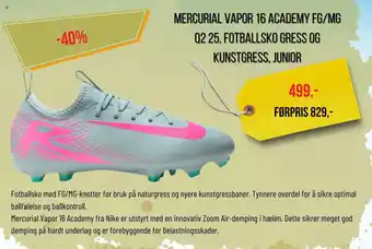 XXL Sport MERCURIAL VAPOR 16 ACADEMY FG/MG Q2 25, FOTBALLSKO GRESS OG tilbud