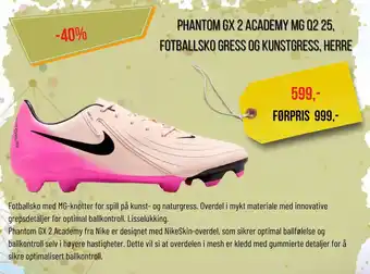 XXL Sport PHANTOM GX 2 ACADEMY MG Q2 25, FOTBALLSKO GRESS OG KUNSTGRESS, HERRE tilbud