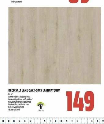 Coop Obs Deco salt lake oak 1-stav laminatgulv tilbud