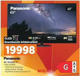 Panasonic 65" 4k oled tv. 65"