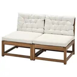 IKEA NÄmmarÖ 2-seters modulsofa, utendørs, lys brunbeiset/kuddarna lys gråbeige tilbud