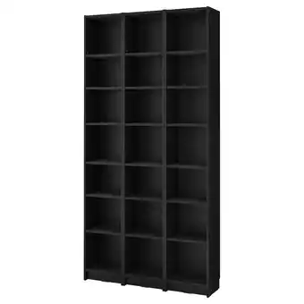 IKEA Billy Bokhyllekombo med påbyggingsdeler, svart eikemønstret, 120x28x237 cm tilbud