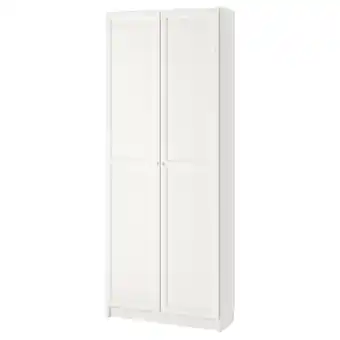 IKEA Billy / oxberg Bokhylle med dører, hvit, 80x30x202 cm tilbud
