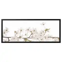 IKEA BjÖrksta Bilde med ramme, hvite blomster/svart, 140x56 cm tilbud