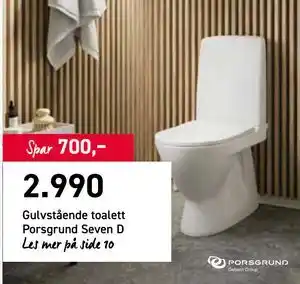 Comfort Gulvstående toalett Porsgrund Seven D tilbud