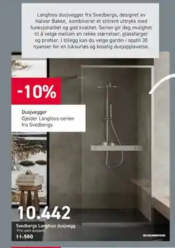 Comfort Svedbergs Langfoss dusjvegg tilbud
