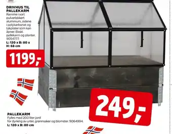 jem & fix DRIVHUS TIL PALLEKARM Ramme i sort pulverlakkert aluminium, sidene tilbud