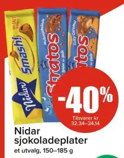 Spar NIDAR sjokoladeplater tilbud
