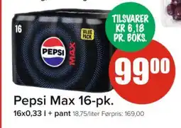 Spar PEPSI Max 16-pk. tilbud