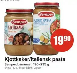 Spar SEMPER Kjøttkaker/italiensk pasta tilbud