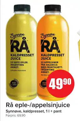 MaxiMat Svinesund SYNNOVE Rå eple-/appelsinjuice tilbud