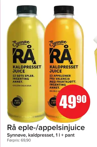 MaxiMat Svinesund SYNNOVE Rå eple-/appelsinjuice tilbud