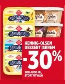 Meny SORLANDSIS hennig-olsen dessert iskrem tilbud