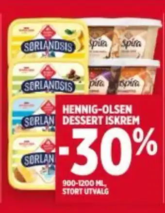 Meny SORLANDSIS hennig-olsen dessert iskrem tilbud