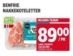Meny FOLKETS Benfrie nakkekoteletter tilbud