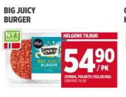 Meny FOLKETS Big juicy burger tilbud