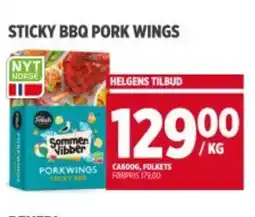 Meny FOLKETS Sticky bbq pork wings tilbud