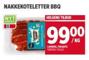 Meny FOLKETS Nakkekoteletter bbq tilbud