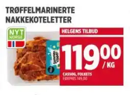 Meny FOLKETS Trøffelmarinerte nakkekoteletter tilbud