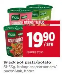 Meny KNORR Snack pot pasta/potato tilbud