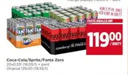 Meny Coca-Cola/Sprite/Fanta Zero tilbud