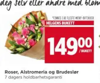 Meny Roser, Alstromeria og Brudeslør tilbud