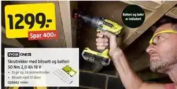 Jula Skrutrekker med bitssett og batteri 50 Nm 2,0 Ah 18 V tilbud