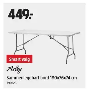 Jula Sammenleggbart bord 180x76x74 cm tilbud
