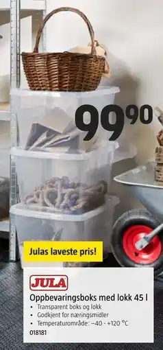 Jula Oppbevaringsboks med lokk 45 l tilbud